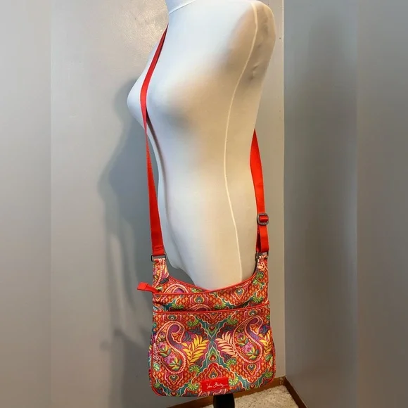 Vera Bradley crossbody bag paisley red and teal - Picture 3 of 6